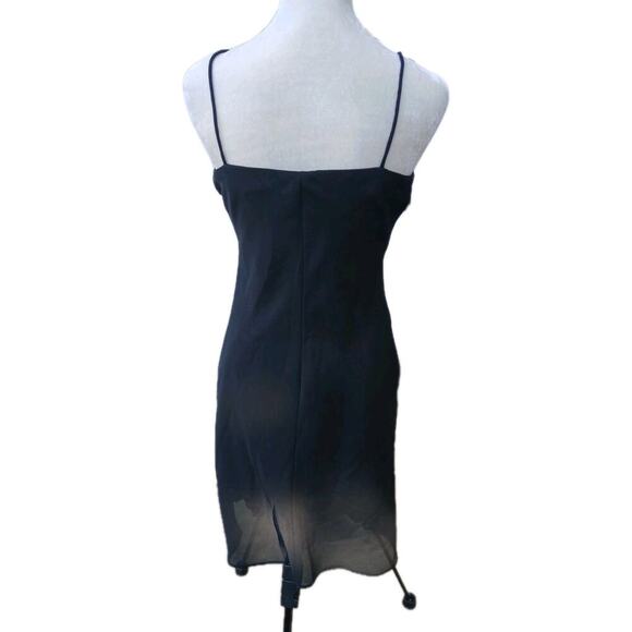 Vintage 90s Y2k JUMP Black Mini Slip‎ Dress Cowl Drape Made USA Juniors Sz 9/10 - Picture 3 of 7
